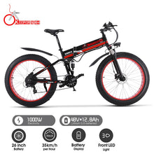 Load image into Gallery viewer, K&amp;J 1000W Ebike electric ATV black 26 inch oil brake snowmobile mountain bike mountain bike bicycle aluminum folding bike