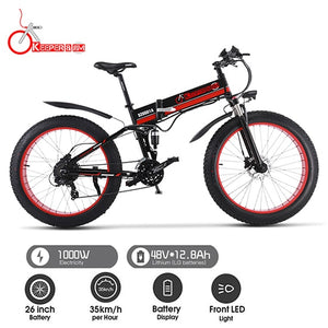 K&J 1000W Ebike electric ATV black 26 inch oil brake snowmobile mountain bike mountain bike bicycle aluminum folding bike