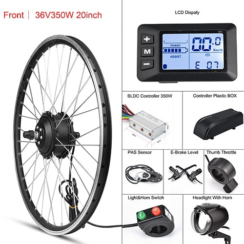 MXUS Electric Bike Conversion Kit Front Wheel Motor 350W E Bike Kit 48V 36V Rear Hub Motor 26