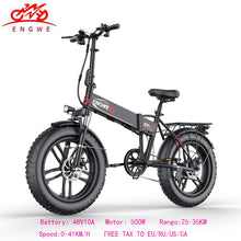 Load image into Gallery viewer, Electric bike 20*4.0inch Fat Tire Aluminum Foldable electric Bicycle 48V10A 500W Powerful bike 6speed Mountain/Snow/Beach ebike