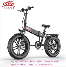 Load image into Gallery viewer, Electric bike 20*4.0inch Fat Tire Aluminum Foldable electric Bicycle 48V10A 500W Powerful bike 6speed Mountain/Snow/Beach ebike