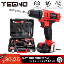 Load image into Gallery viewer, TEENO 3/8&quot; Electric Screwdriver Cordless Drill Power Driver 21-Volt DC Lithium-Ion Battery 40N.m two-Speeds