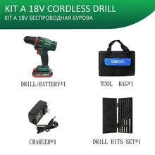 Load image into Gallery viewer, KGB 18V Li-Ion Hammer Drill Kit Electric Dill Cordless impact Drill Wireless screwdriver drill bit holder for wood working