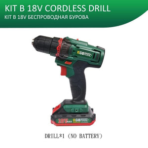 KGB 18V Li-Ion Hammer Drill Kit Electric Dill Cordless impact Drill Wireless screwdriver drill bit holder for wood working