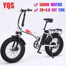 Load image into Gallery viewer, YQS New 500W snowebike mountain electric bike 20 inch 4.0 fat tire  beach electric bicycle