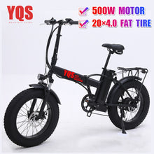 Load image into Gallery viewer, YQS New 500W snowebike mountain electric bike 20 inch 4.0 fat tire  beach electric bicycle