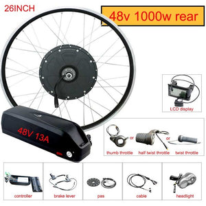 Electric Bicycle Conversion Kit 48V 1000W 26inch 700C bike EBike Rear Motor Wheel e bike conversion kit with samsung battery