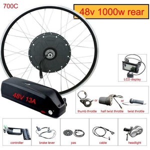 Electric Bicycle Conversion Kit 48V 1000W 26inch 700C bike EBike Rear Motor Wheel e bike conversion kit with samsung battery