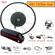 Load image into Gallery viewer, Electric Bicycle Conversion Kit 48V 1000W 26inch 700C bike EBike Rear Motor Wheel e bike conversion kit with samsung battery