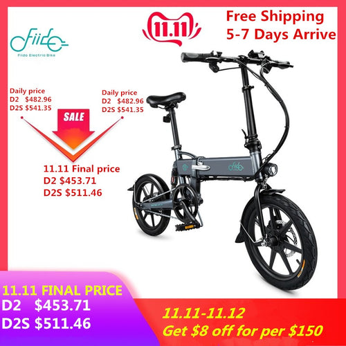 FIIDO D2 Electric Bike AluminumAlloy Powerful Mini Folding Electric Bicycle  E-Bike 36V 7.8Ah250W 25km/h 16