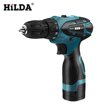 Load image into Gallery viewer, HILDA Electric Drill Cordless Screwdriver Lithium Battery  Mini Drill Cordless Screwdriver Power Tools Cordless Drill