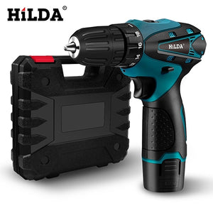 HILDA Electric Drill Cordless Screwdriver Lithium Battery  Mini Drill Cordless Screwdriver Power Tools Cordless Drill