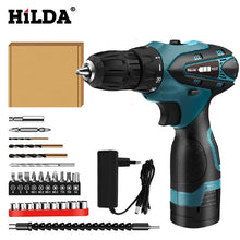 Load image into Gallery viewer, HILDA Electric Drill Cordless Screwdriver Lithium Battery  Mini Drill Cordless Screwdriver Power Tools Cordless Drill