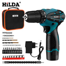 Load image into Gallery viewer, HILDA Electric Drill Cordless Screwdriver Lithium Battery  Mini Drill Cordless Screwdriver Power Tools Cordless Drill